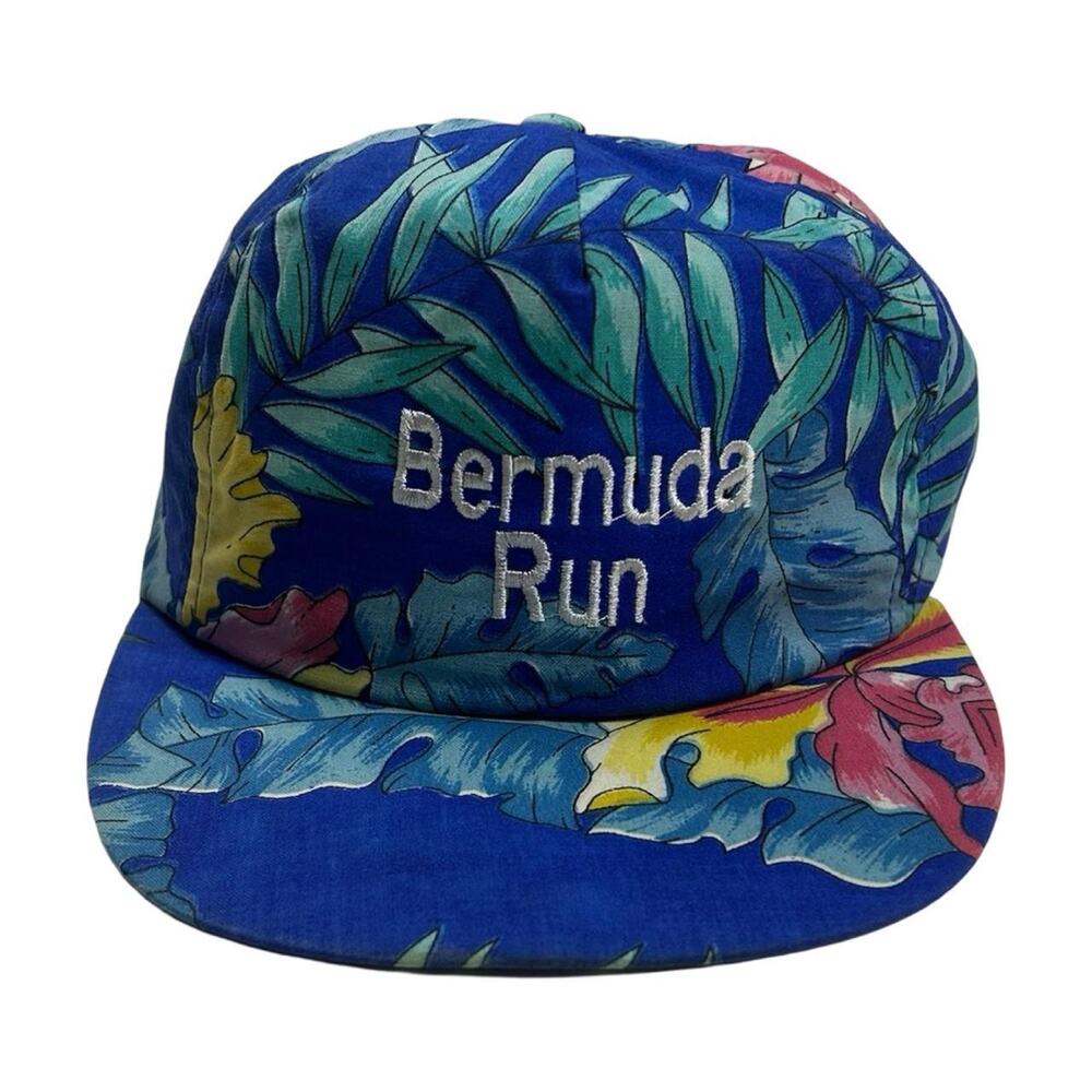 Vintage hawaiian trucker hat blue "Bermuda Run"